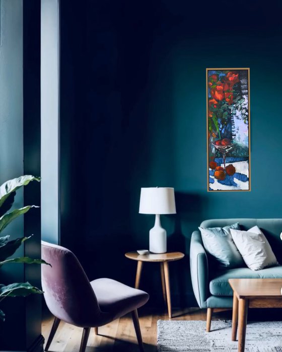 Colourful still life with oranges