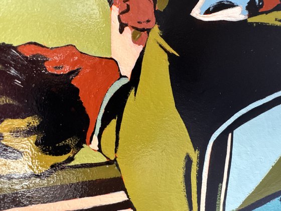 Man in Bus Small Original Painting