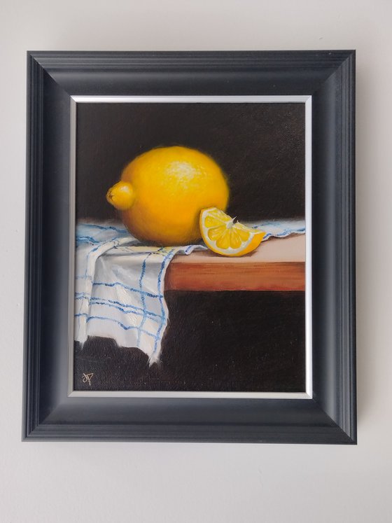 Lemon on cloth still life