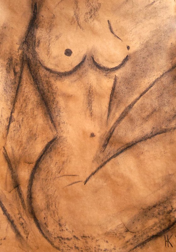 Female Nude Charcoal Art