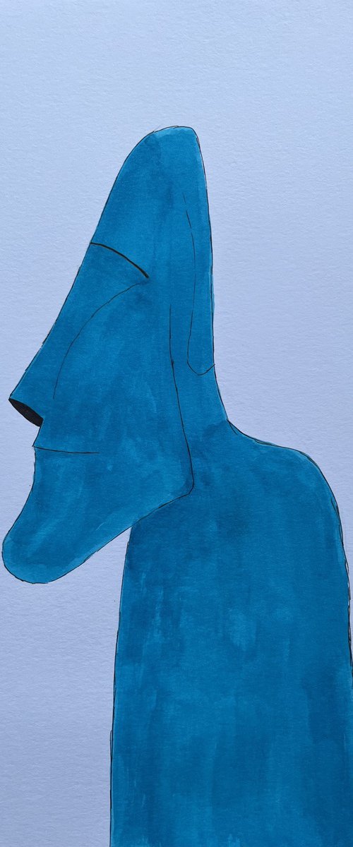 Turquoise blue Moai by Cadiou Frederic