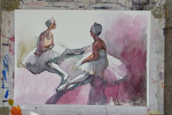two ballerinas before performance