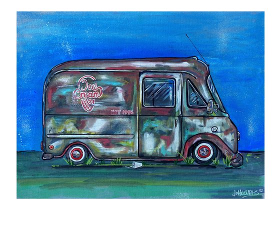 Ice Cream Van - Original on canvas board