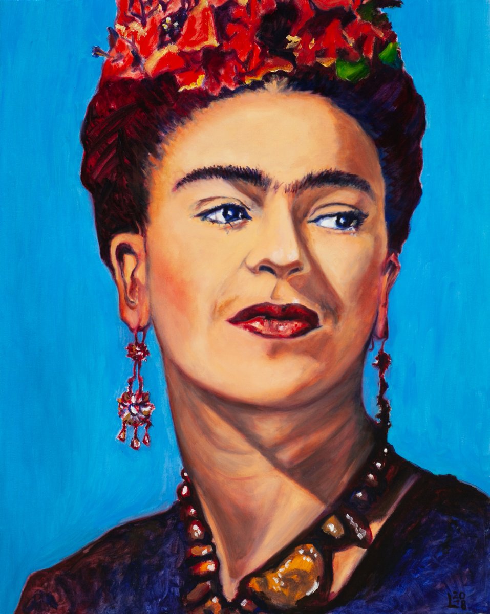 Urban And Pop Portrait Oil Painting By Liudmila Pisliakova, 16 X 20", Velvet Frida, Original Artwork