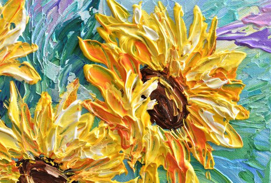 Sunflower Bouquet 2 - Impasto Original Acrylic Painting