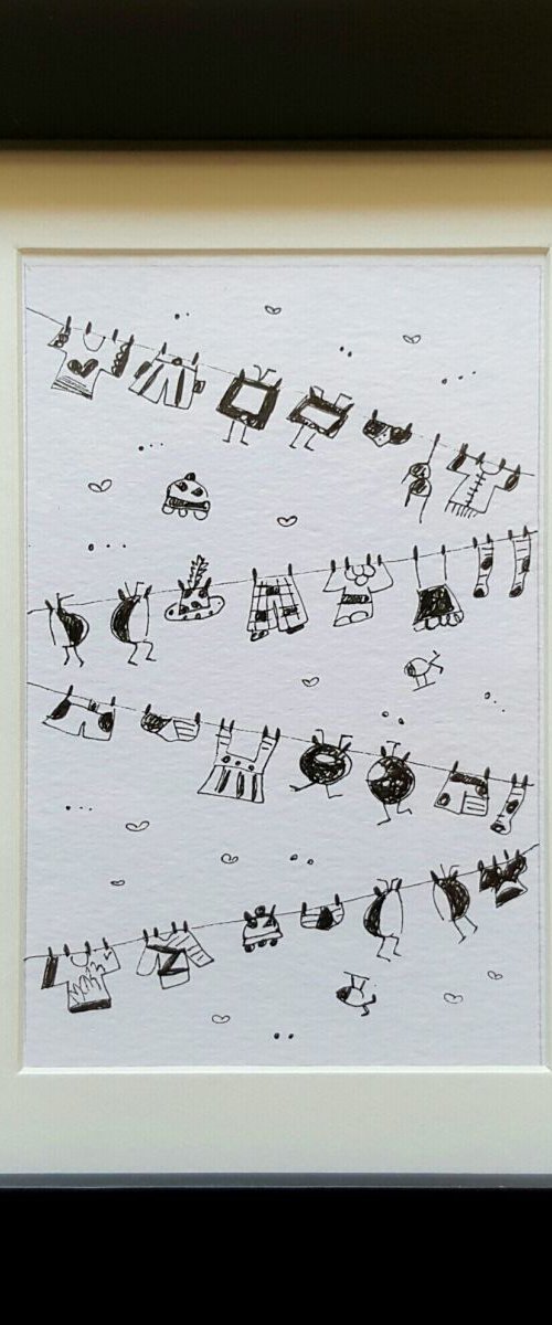 Ink Laundry Televisions Diagonal by Maria Luisa  Azzini