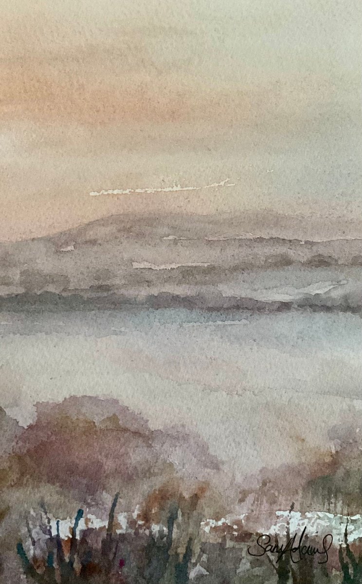 Isle of Purbeck hills from Arne across the estuary, Dorset. by Samantha Adams