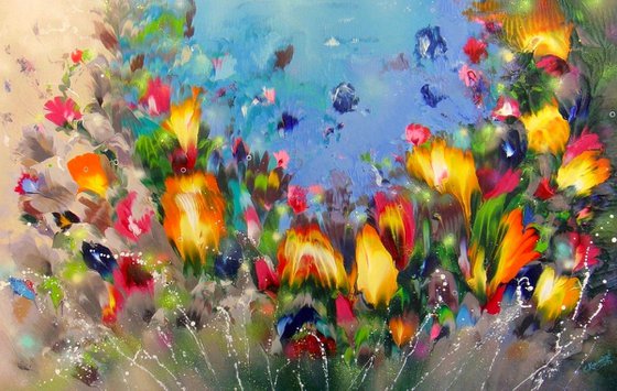 "Flowers" VERY LARGE Floral Painting