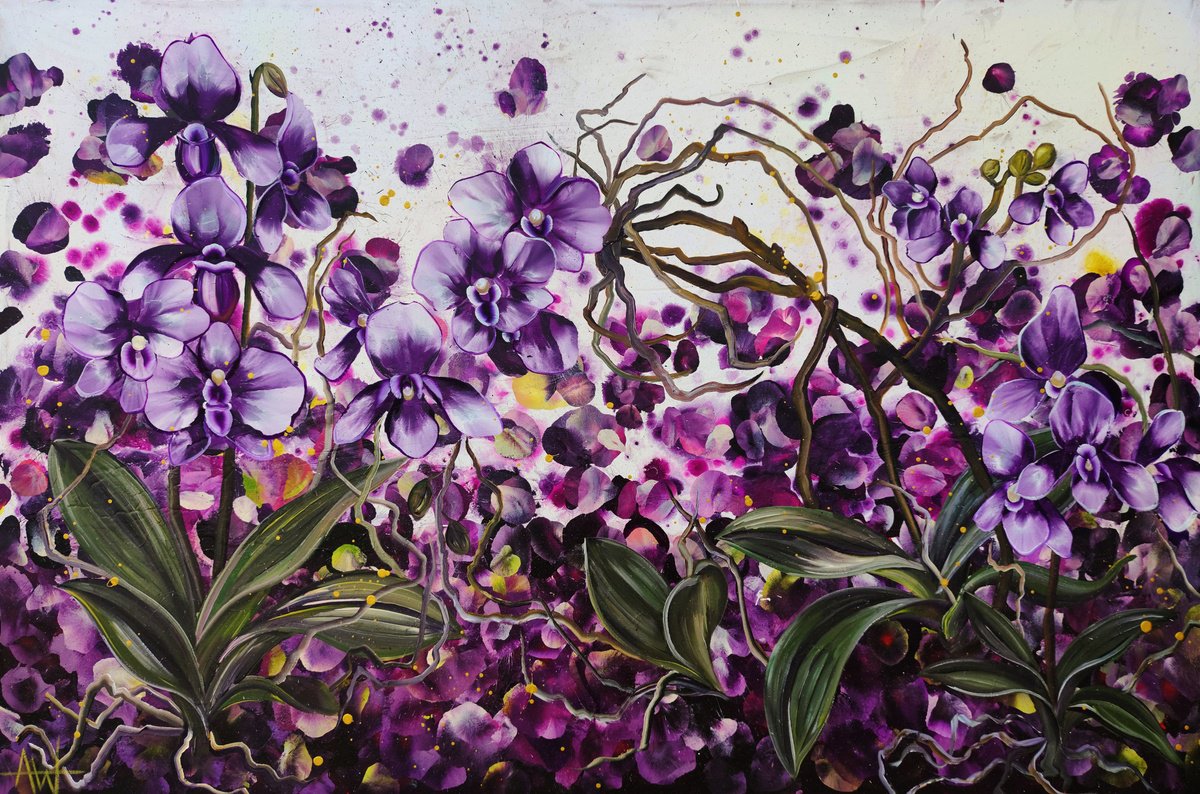Photorealistic Oil Painting , Jardin Violet By Angie Wright, 59 X 39, Artwork For Sale On Artfinder