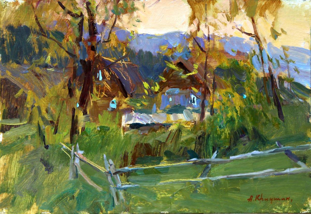 Impressionistic Landscape Oil Painting By Aleksandr Kryushyn, 16 X 11, The Sun Is Down, Original Artwork