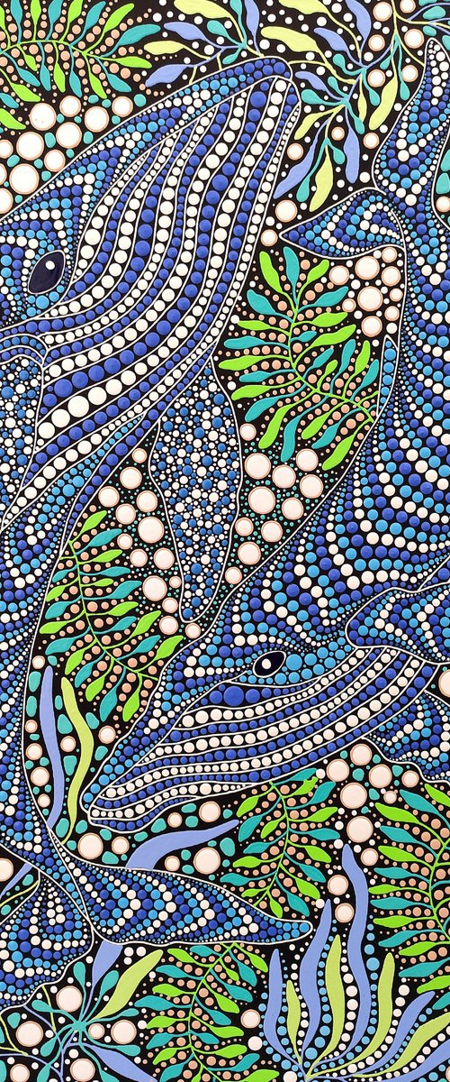 Whales in the Ocean Garden 2 by Oxana Lazari