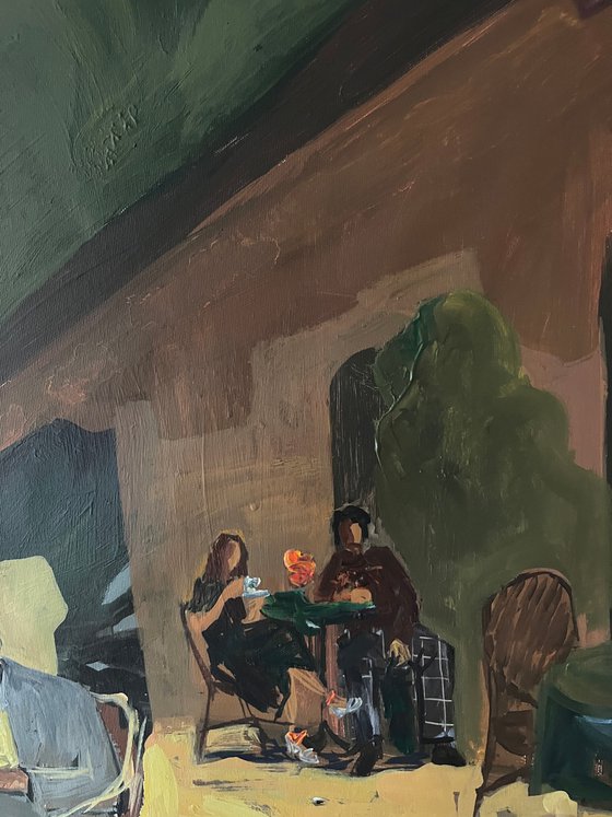 Green Table with Red Flowers