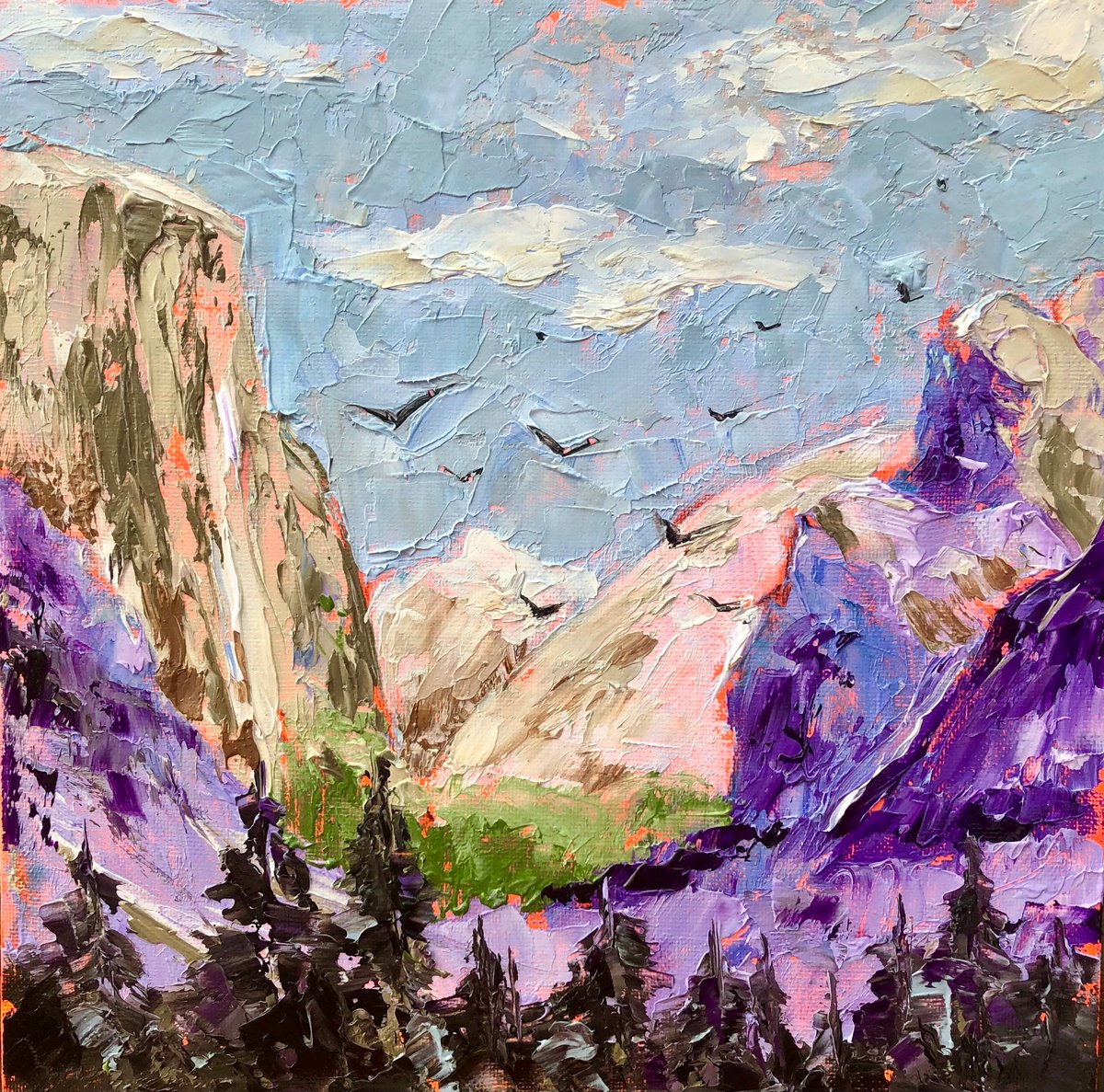 Purple Mountains - landscape, forest, pine trees by Alexandra Jagoda (Ovcharenko)