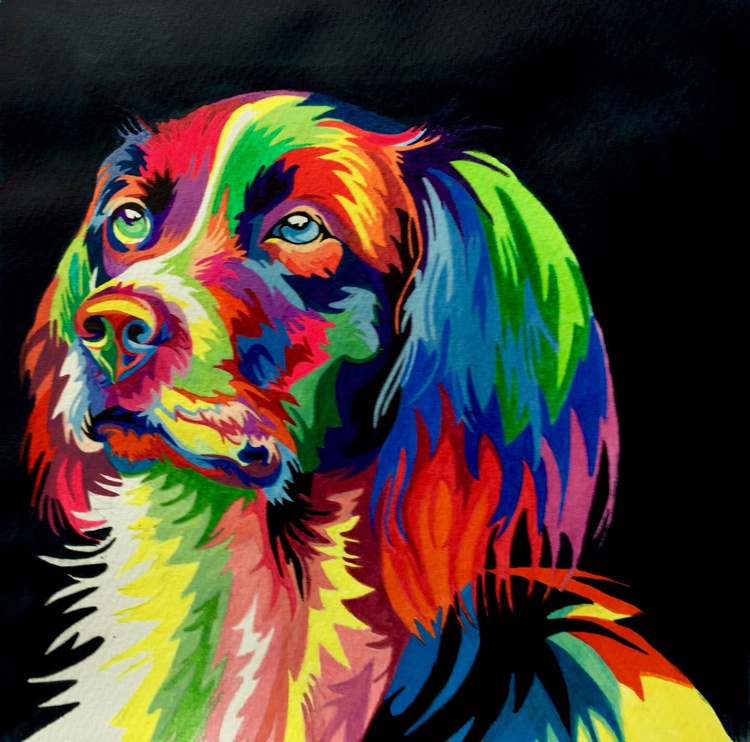 Abstract Dog Acrylic Painting By Adam Georgiou Artfinder