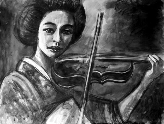 Geisha Playing Violin