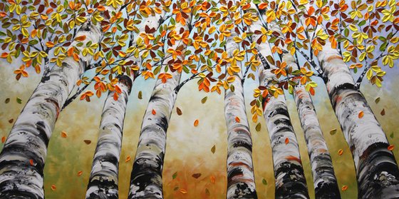 Looking Up - Large Original Birch Trees Painting