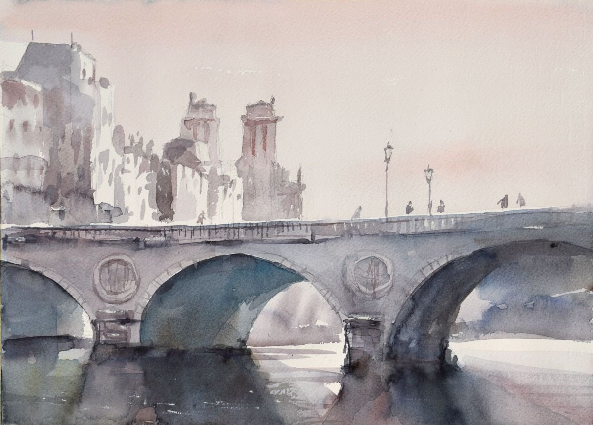 Pont au Change,  Notre Dame ,Paris by Goran Zigolic Watercolors