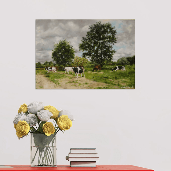 PEACEFUL PASTURE . Cows