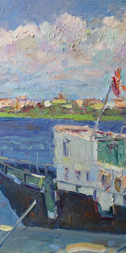 The boat at the quay by Liudvikas Daugirdas
