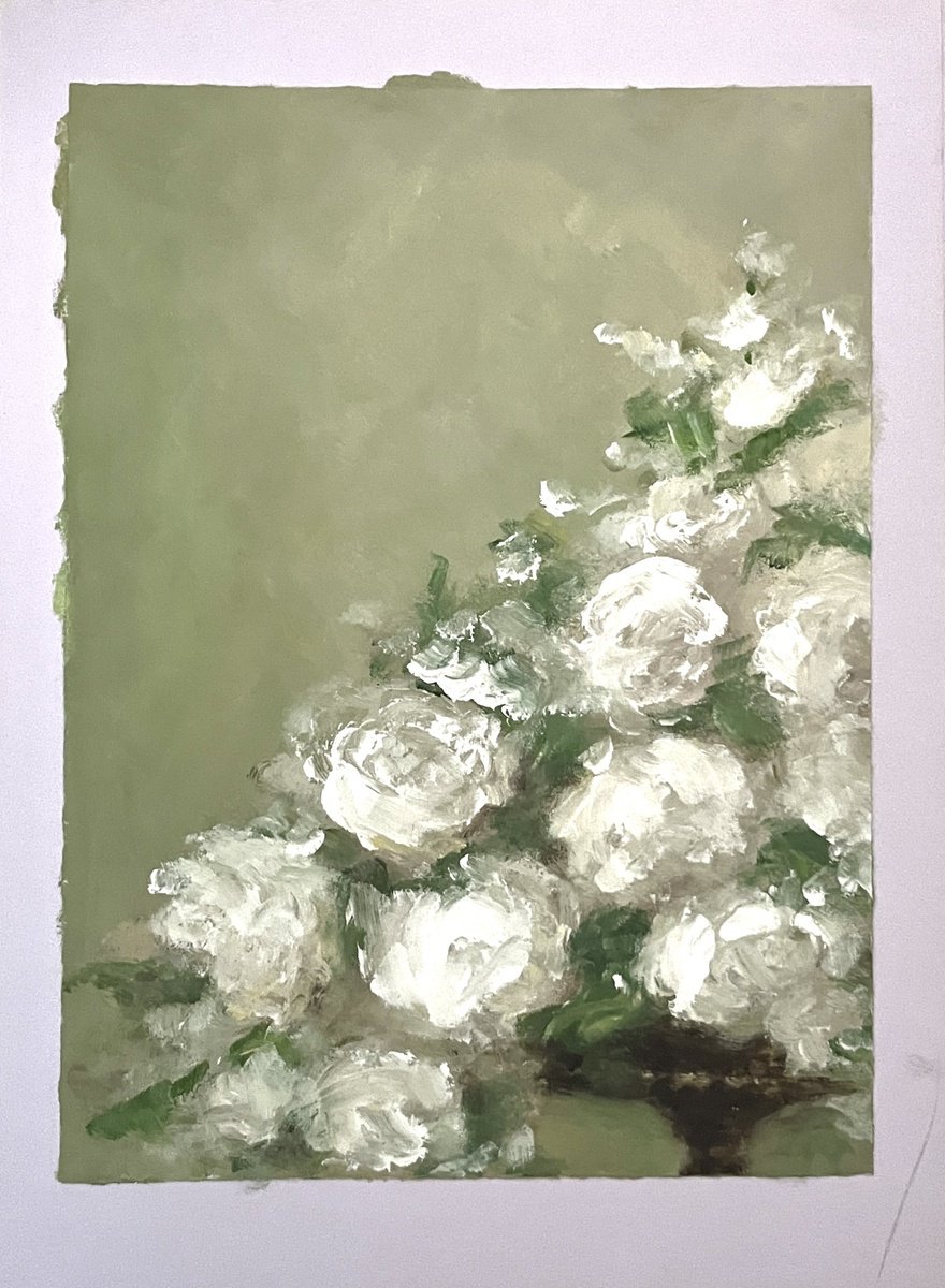 Impressionistic Botanical Oil Painting By Dif | Diletta Innocenti Fagni, 8 X 12, White Flowers, Original Artwork