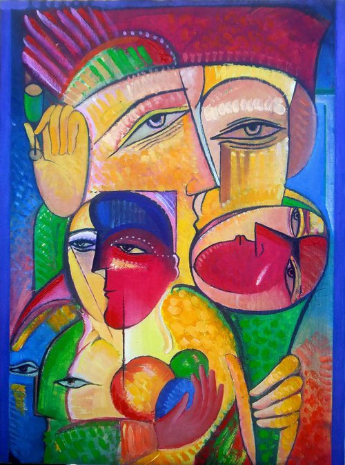 Cubist painting ,,Conversation,, by Van Hovak