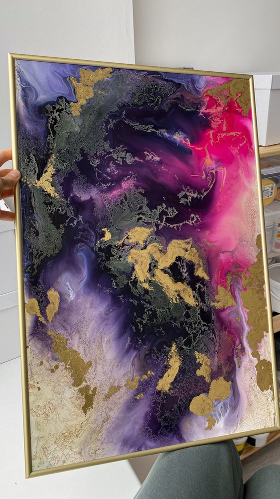 Pink and Gold Abstract Art