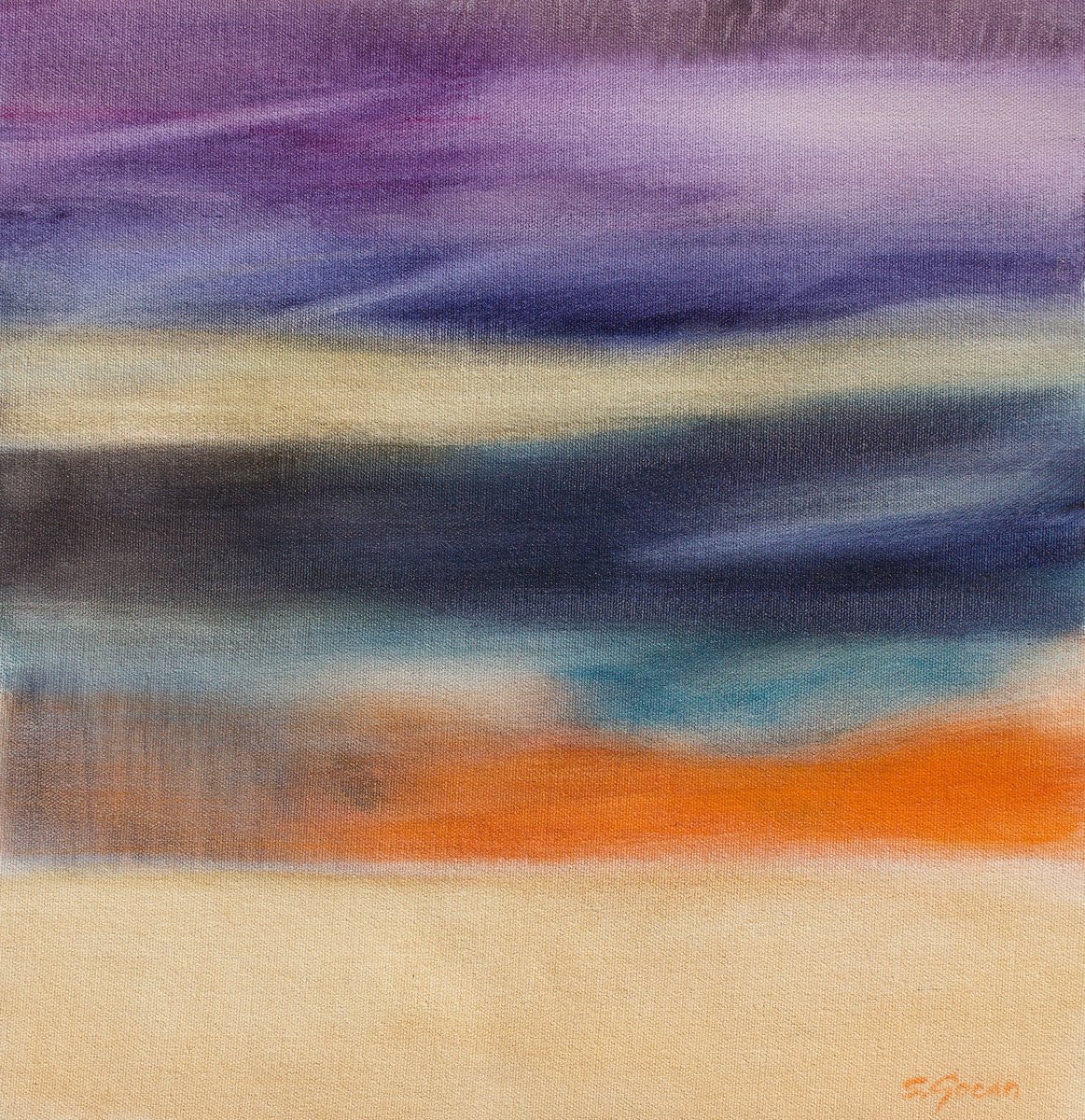 Landscape With Purple Sky By Simona Gocan, 14 X 14, Artwork For Sale On Artfinder