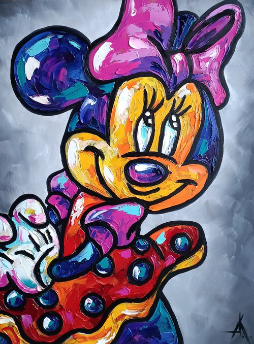 Girl Mickey - oil painting, Mickey Mouse, for children, gift for child, cartoon, cartoon character, for children's rooms, for girls by Anastasia Kozorez