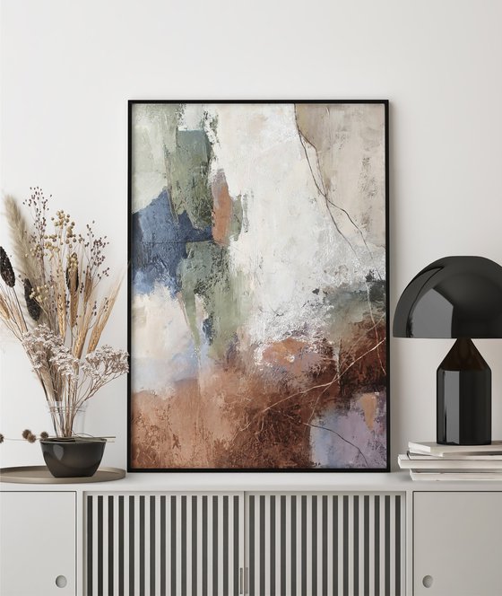 "Orange brume" Green terracotta abstract