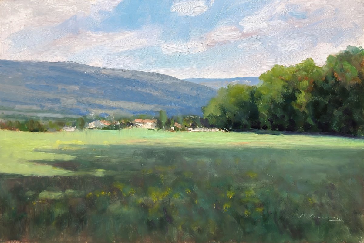 Impressionistic Landscape Oil Painting By Pascal Giroud, 12 X 8", Farm At St Jean, Original Artwork