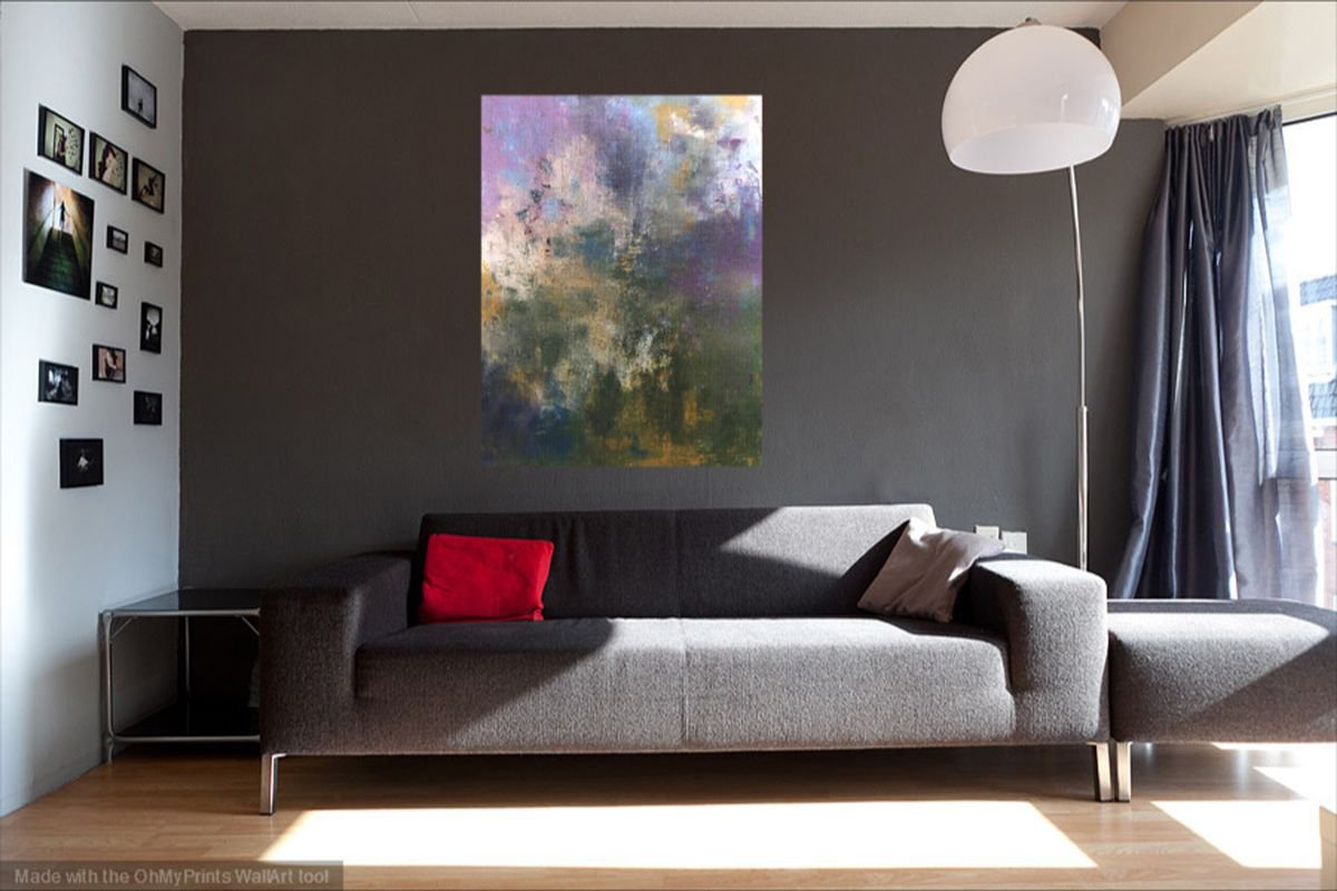 Abstract Landscape Oil Painting By Saroja Van Der Stegen, 35 X 46", Mountains (Ref#:277-50F), Original Artwork