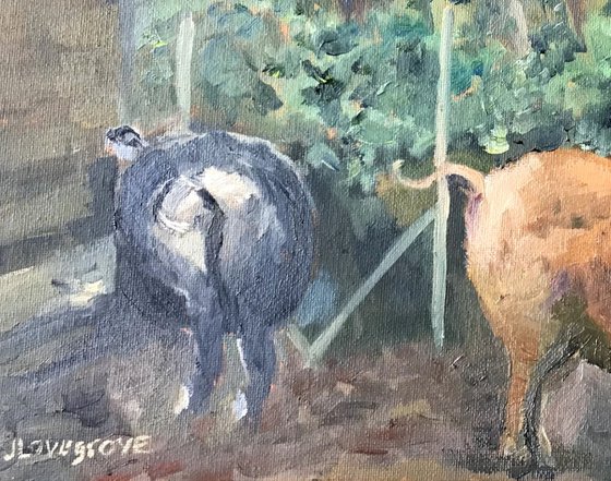 Delightful Kune Kune Pigs - an original oil painting!