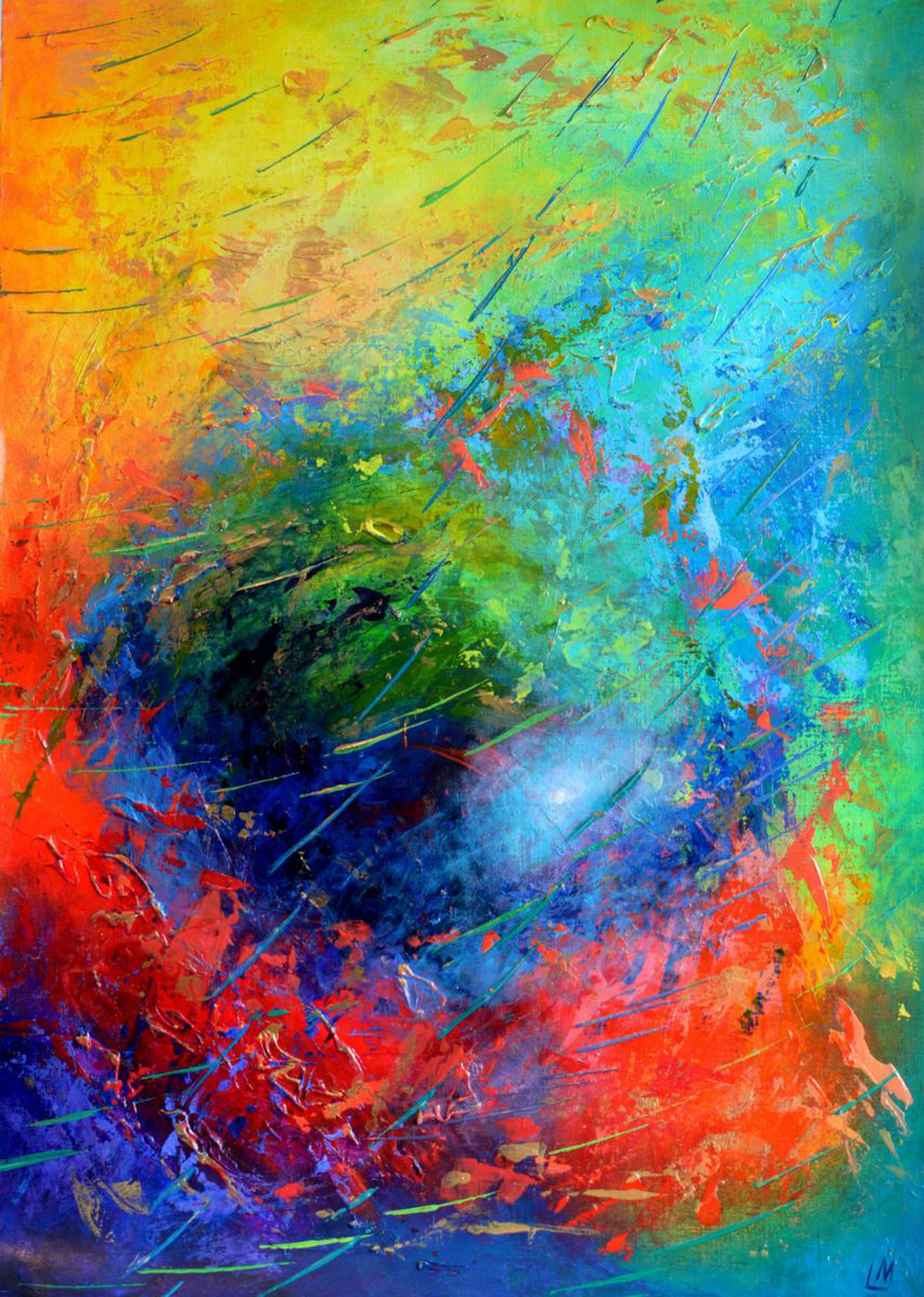 Turquoise Yellow Red And Gold Abstract Rainb Artfinder