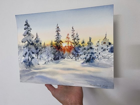 Winter Forest Sunset