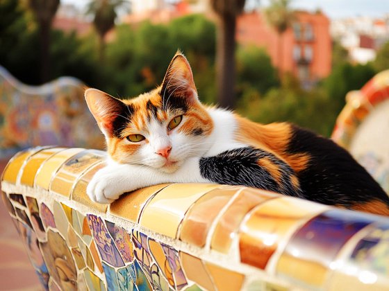 Cat in Park Guell, ​Spain