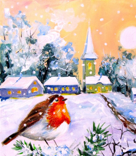 Robin on the edge of village