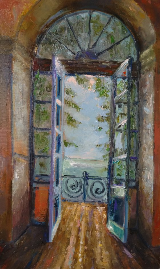Open balcony(30x50cm, oil painting, impressionistic)