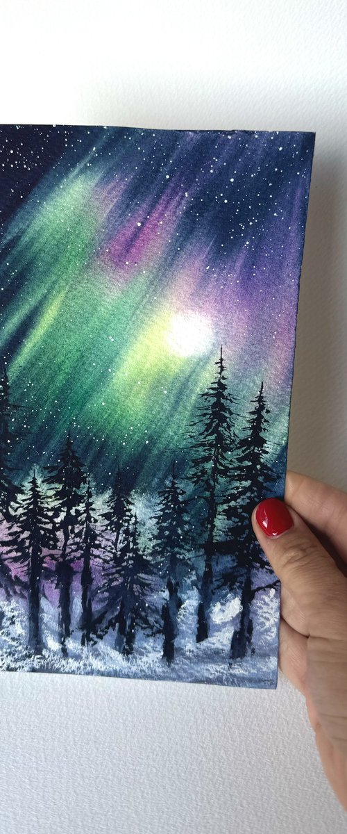 Unique Post card Aurora Boreal by Yuliia Sharapova