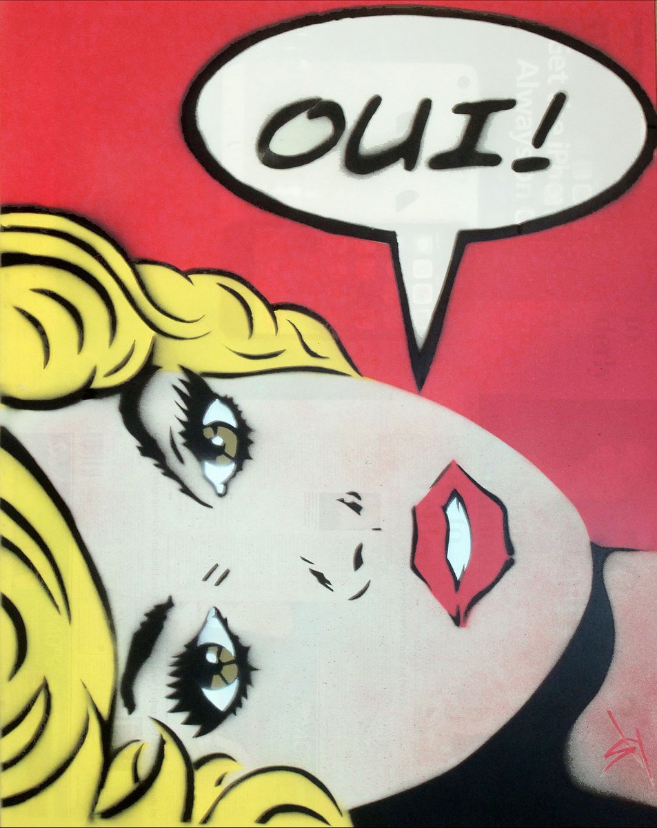 Urban And Pop Painting , Oui! (Red On An Urbox). By Juan Sly, 23 X 30, Artwork For Sale On Artfinder