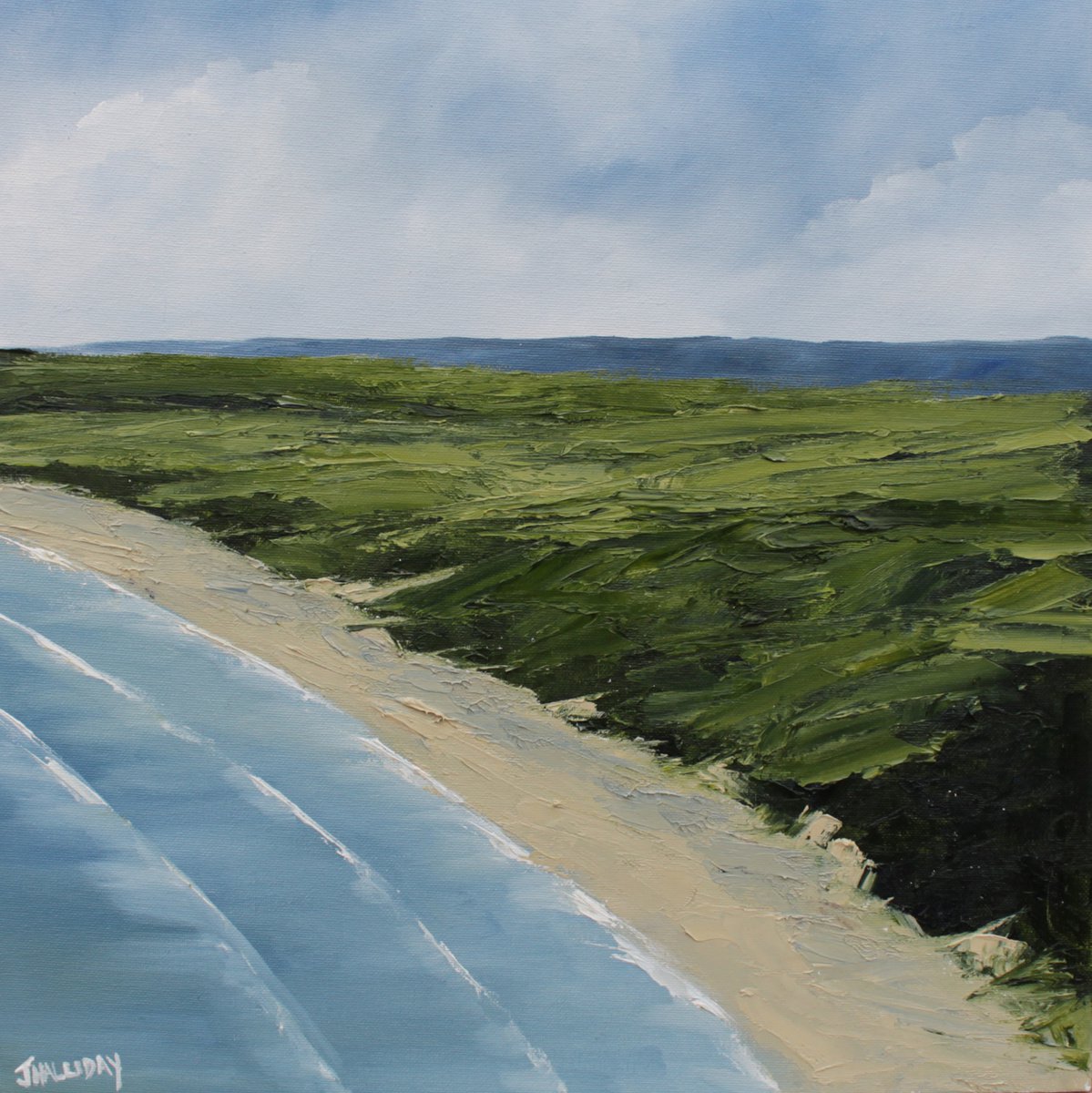 Impressionistic Landscape Oil Painting By John Halliday, 16 X 16, Coastline, Irish Landscape, Original Artwork