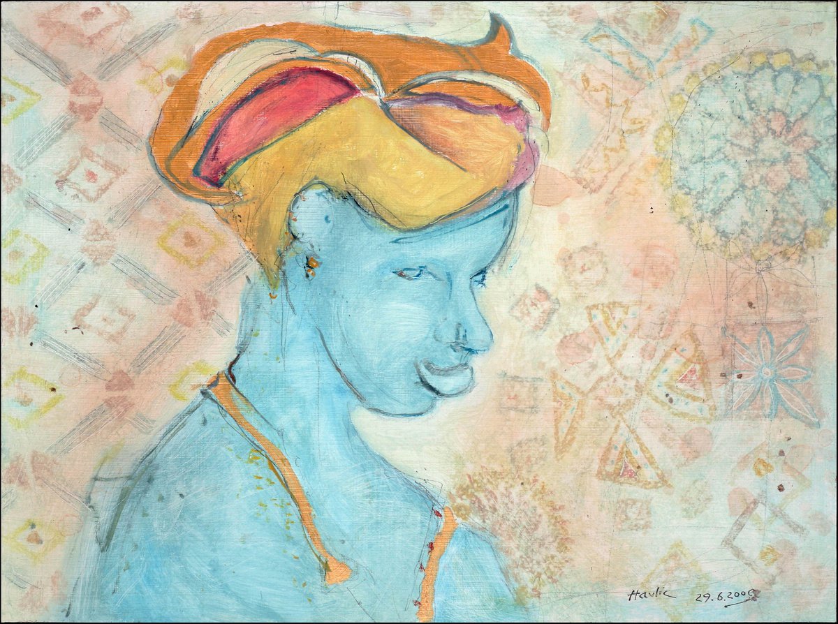 Portrait of lady in turban by Jiri Havlik