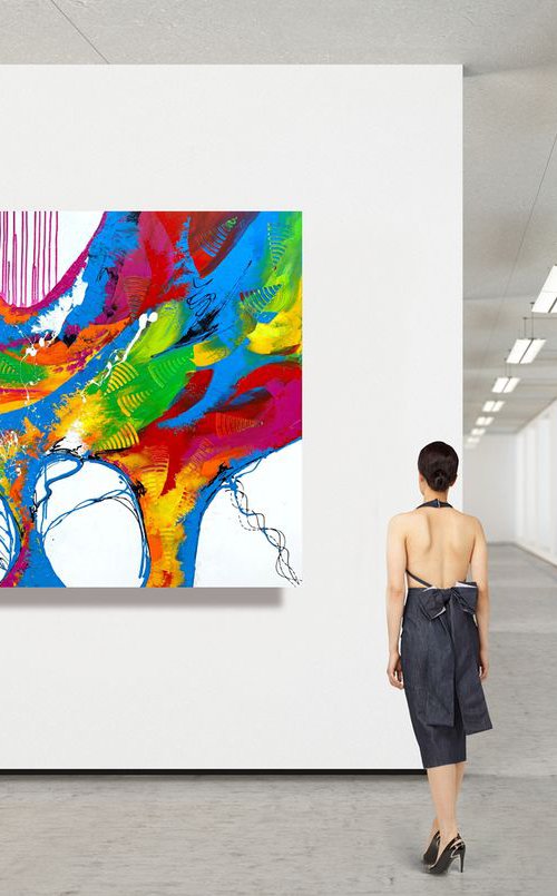 Live Your Life - XL LARGE,  COLORFUL,  ABSTRACT ART – EXPRESSIONS OF ENERGY AND LIGHT. READY TO HANG! by Julijana Ravbar