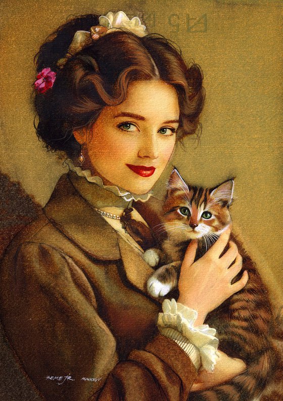 Beautiful Girl with kitten