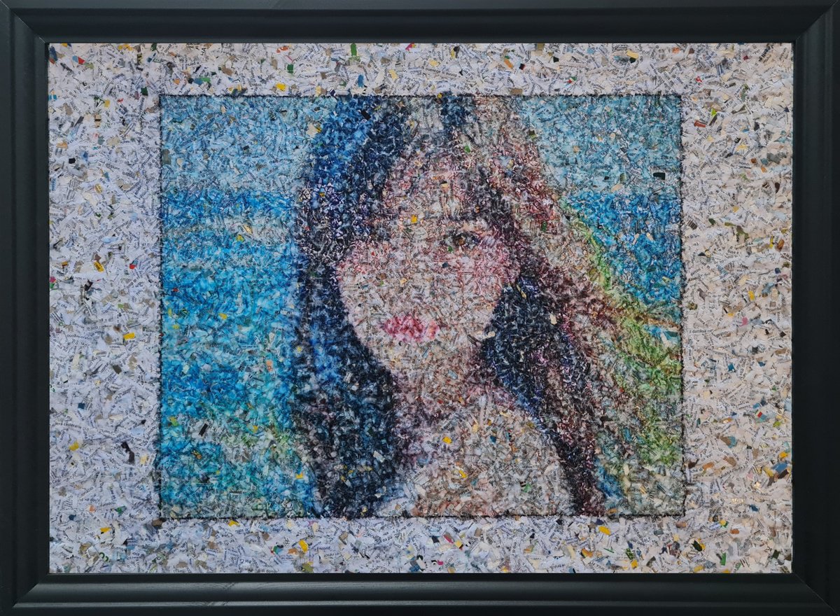 Impressionistic Portrait Collage By Alessio Mazzarulli, 30 X 22, Not Your Doll - 15 (N.677), Original Artwork