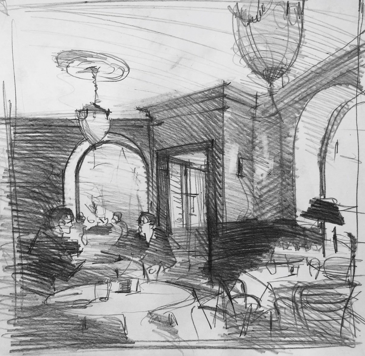 Bistro sketch III by Patricia Moskalevich