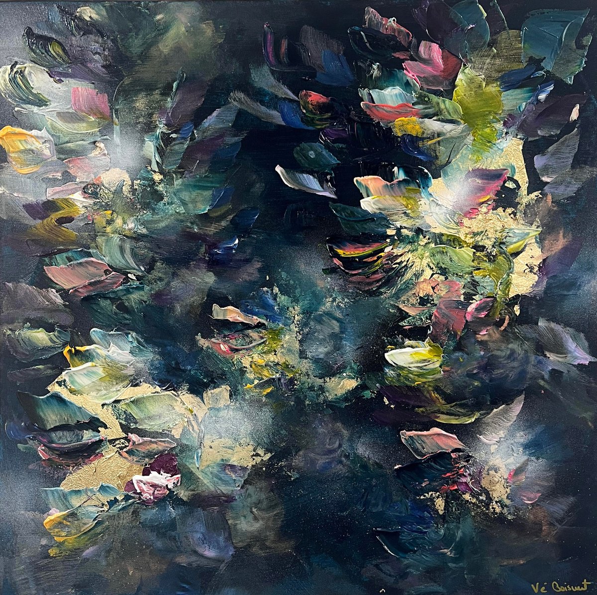 Abstract Acrylic Painting By Ve Boisvert, 24 X 24", Forever Happy!, Original Artwork