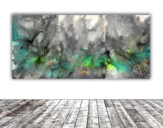 Astral Love 5 - 150x70x4 cm - Big Painting XXL - Large Abstract, Supersized Painting - Ready to Hang, Hotel Wall Decor