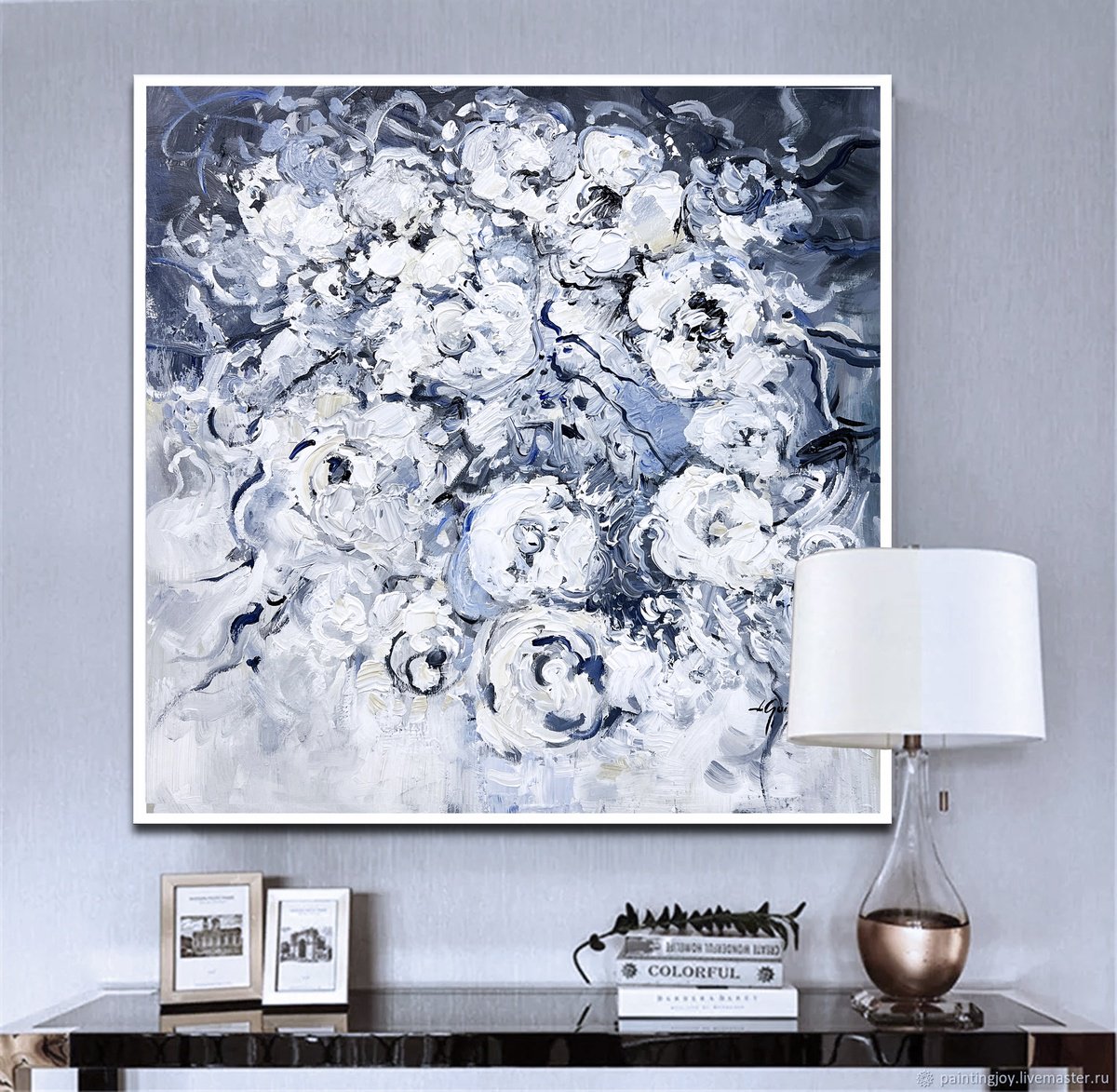 White Roses on Gray by Lana Guise