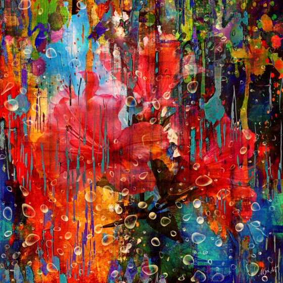 Three Flowers in the Rain
