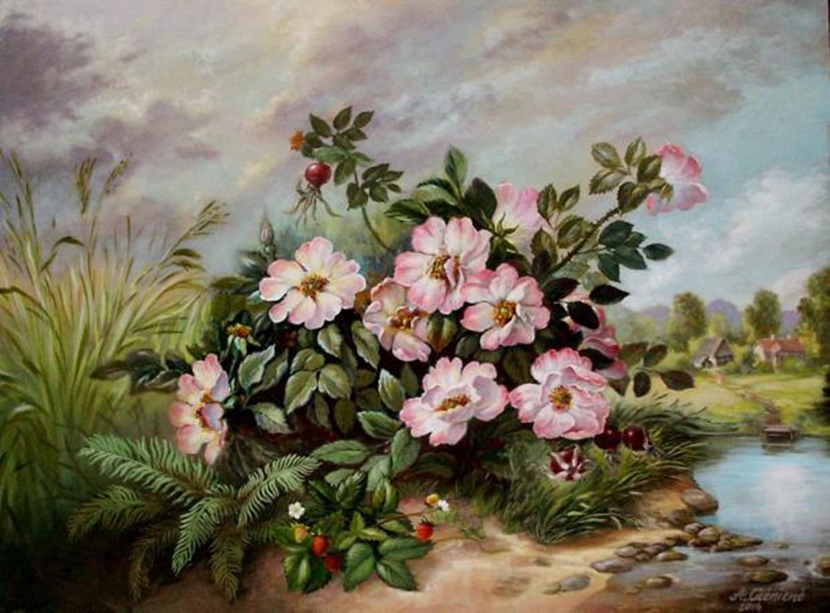 Landscape roses with thorns by Aldona Ciceniene